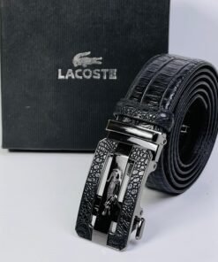 Lacoste Black Crocodile-Pattern Leather Belt