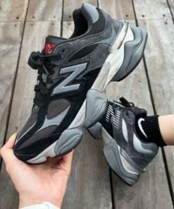 New Balance 9060 – Castlerock / Triple Black Mesh & Suede Sneakers