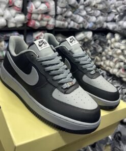Nike Air Force 1 Low ’07 – Black & Grey Leather Sneakers